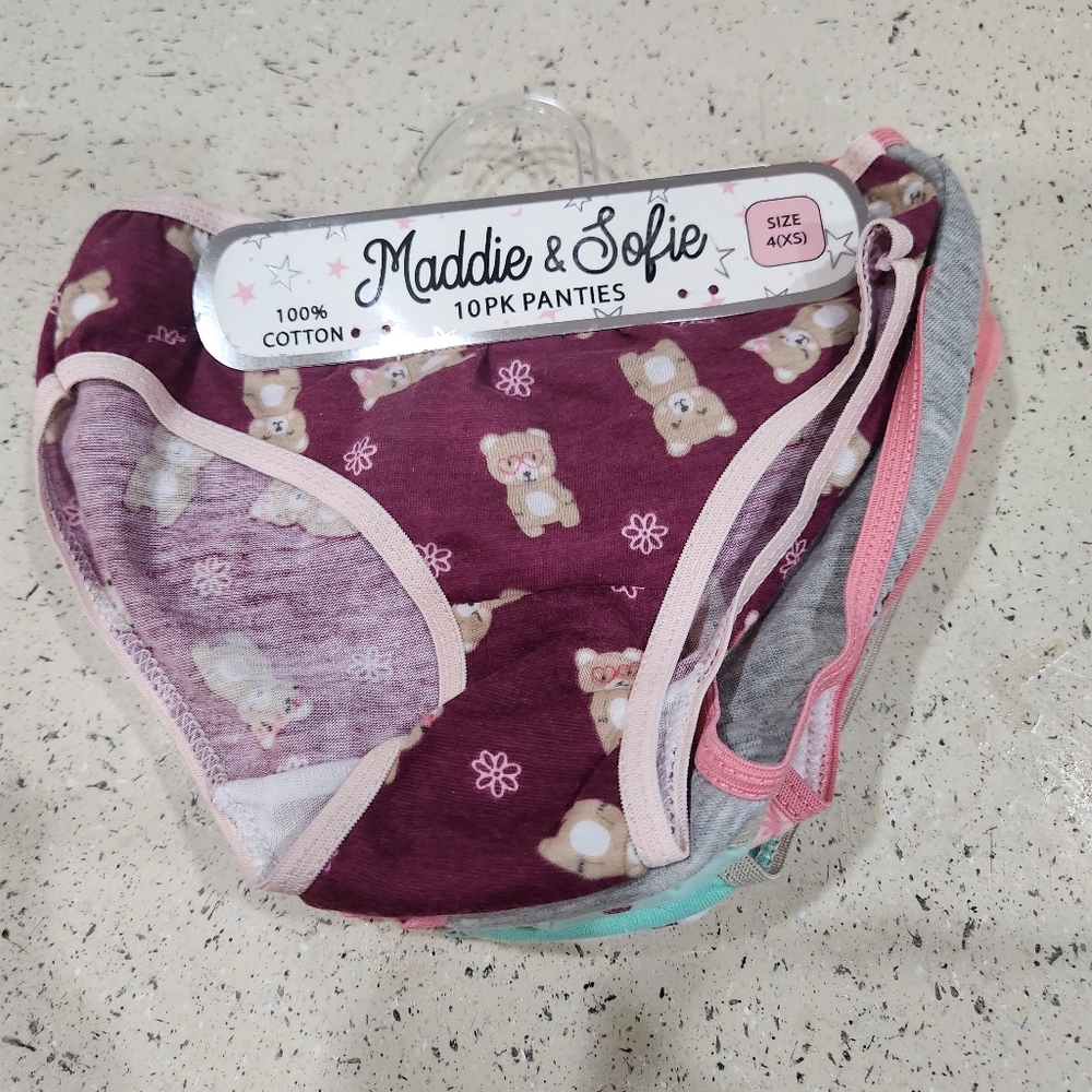 Girls Maddie & Sofie 10pk Panties 4 (x small).